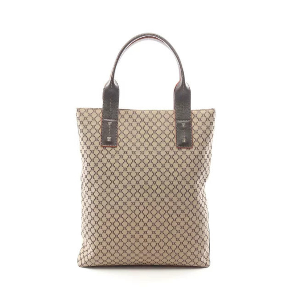 Celine Macadam Tote Bag Canvas Leather Beige Cream Brown